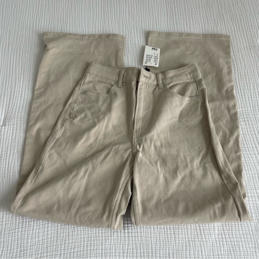 H&M beige twill flared jeans